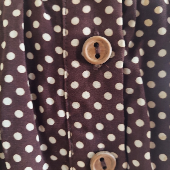 Skylar+Madison Midi Brown Polkadot Flowing Cutout Swing Summer Dress Size Small - Picture 7 of 7